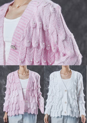 Boutique Pink V Neck Nail Bead Knit Cardigan Spring