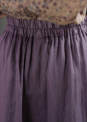 Boutique Purple Drawstring Exra Large Hem Linen Skirt Spring