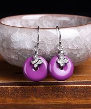 Boutique Purple Sterling Silver Mica Ping Buckle Drop Earrings