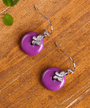 Boutique Purple Sterling Silver Mica Ping Buckle Drop Earrings