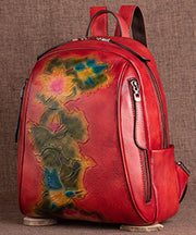 Boutique Red Lotus Paitings Rucksack aus Kalbsleder