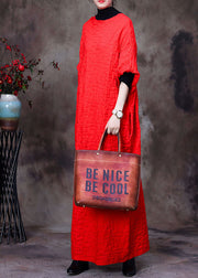 Boutique Rotes Patchwork-Strickstrickpulloverkleid mit O-Ausschnitt Winter