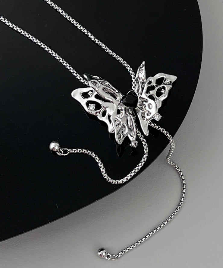 Boutique Tassel Stainless Steel Butterfly Pendant Necklace