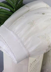 Boutique White Embroidered Butterfly High Waist Tulle Skirt Spring