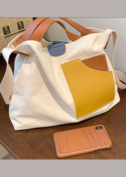 Boutique Handtasche aus weißem Patchwork-Leinen