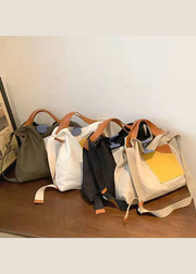 Boutique White Patchwork Canvas Tote Handbag