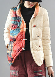 Boutique White Stand Collar retro Oriental Winter down coat