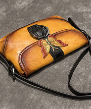Boutique Yellow Rub color Paitings Calf Leather Satchel Handbag