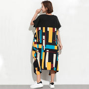 Brand Oversized Plus Size Women Striped Patchwork Casual Dresses