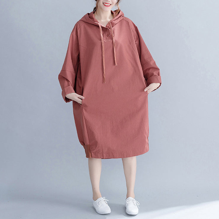 Brand Plus Size Women Lady Hooded Female Casual Loose Dress