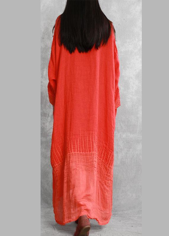 Brand set dress retro chocolate long skirt new loose robe - SooLinen