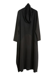 Brief Black Turtleneck Asymmetrical Solid Maxi Dresses Spring