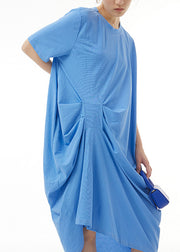 Brief Blue Cozy Cotton Long Dress Summer