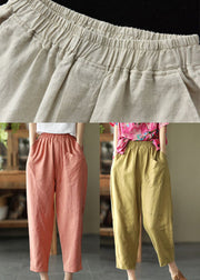 Brief Orange Original Design Pockets Linen Harem Pants Summer