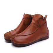 Chocolate Boots Cowhide Leather Ankle boots - SooLinen