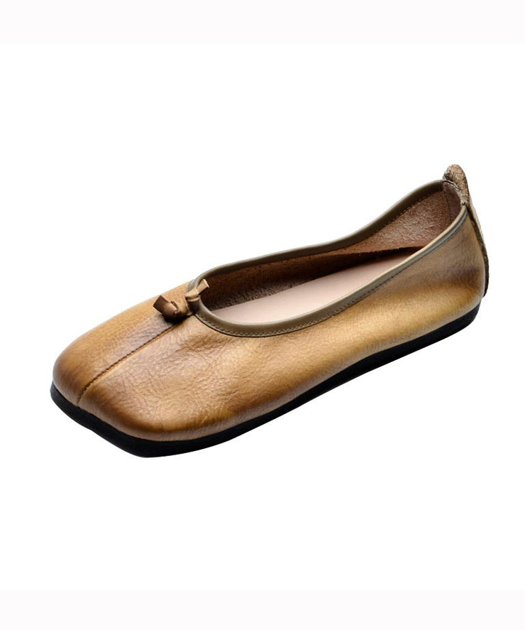 Brown Comfortable Flat Feet Shoes Splicing Handmade