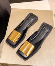 Brown Faux Leather Chic Sequined Splicing Slide Sandals