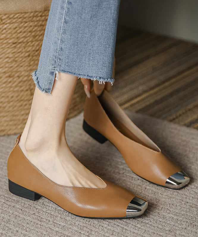 Brown Flat Feet Shoes Sheepskin Chic Comfortable Splicing