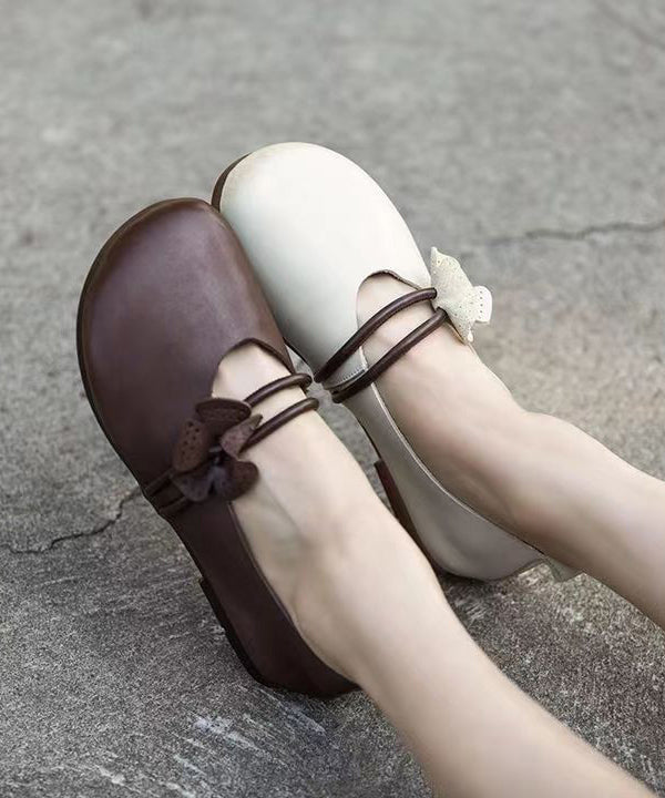 Brown Flat Shoes Classy Soft Splicing Floral