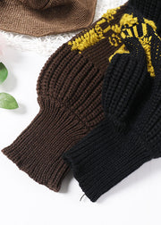Brauner Kapuzenstrick Patchwork Warme Fleece-Sweatshirts Trainingsanzüge Winter