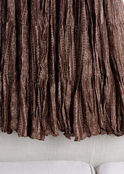 Brown Print Higt Waist A Line Skirt Fall