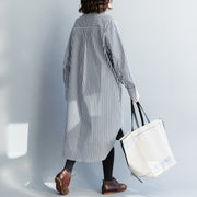Kaufen Sie graue Baumwollkleidung für Frauen Metropolitan Museum Work Art hochgeschlossenes Kleid mit Fledermausärmeln