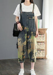 Camouflage printed denim overalls plus size women's casual cropped harem pants - SooLinen