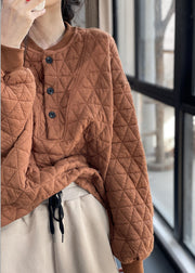 Karamellknopf-Sweatshirt mit feiner Baumwollfüllung Streetwear Winter