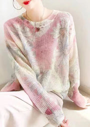 Casual Apricot Print Patchwork Cozy Knit Top Long Sleeve