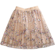 Casual Beige Sequins tulle Elastic Waist Skirts Summer