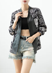 Casual Black Elephant Print Patchwork Blouse Tops Fall
