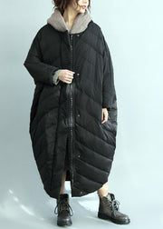 Casual Black Hooded Oversized Duck Down Parka Winter