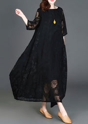 Casual Black Loose Cozy Long Dresses Summer