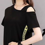 Casual Black Print Asymmetrical Design Fall Short Sleeve Dresses