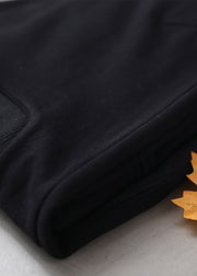 Lässige schwarze Taschen mit elastischem Bund, Baumwollstrahlhose, Herbst