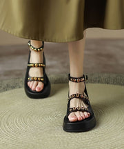 Casual Black Rivet Sandals Soft Platform Sandals