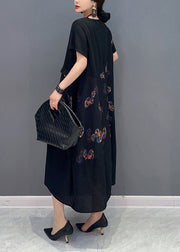 Casual Black Ruffled Patchwork Holiday Dress Summer