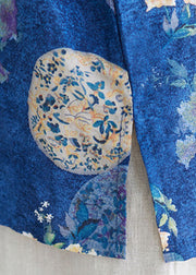 Lässiger blauer Stehkragen Knopfdruck asymmetrisches Design Herbstblusen halbe Ärmel
