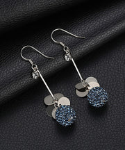 Casual Blue Sterling Silver Crystal Drop Earrings
