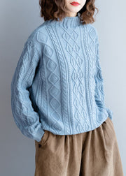 Casual Blue Wear On Both Sides Cable Knit Coats Winter