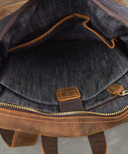 Casual Brown Calf Leather Original Design Man's Backpack Bag