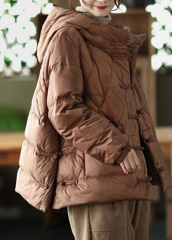 Casual Chocolate Hooded Pockets Fine Cotton Filled Womens Parka Winter