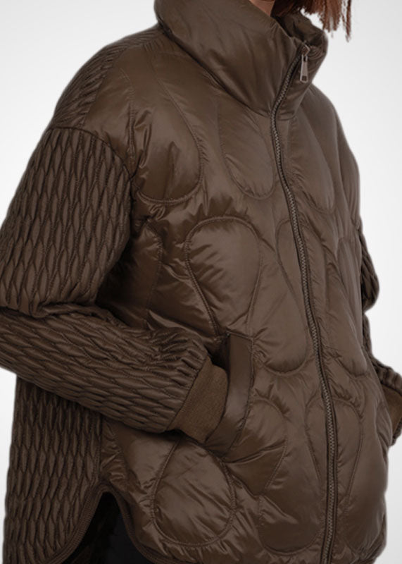 Casual Chocolate Stand Collar Zip Up Thick Duck Down Jackets Winter