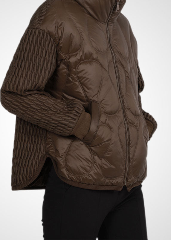 Casual Chocolate Stand Collar Zip Up Thick Duck Down Jackets Winter