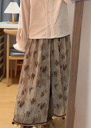 Casual Coffee Tasseled Pockets Patchwork Cotton Lantern Pants Spring