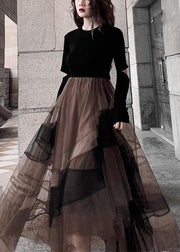 Casual Color block High Waist tulle Skirt Summer - SooLinen