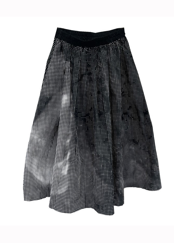 Casual Colorblock Wrinkled Pockets Patchwork Cotton A Line Skirts Fall
