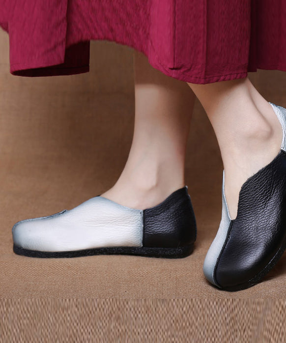 Casual Comfortable Splicing Flats White Cowhide Leather