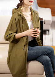 Casual Ginger Hooded Zippered Patchwork Cotton Coats Fall