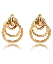 Casual Gold Overgild Circle Cross Connection Hollow out Hoop Earrings